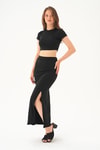 Siyah Crop Etek Takım 1005