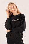 Siyah Dark Angel Baskılı Sweat 8633