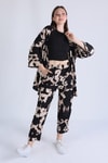 Siyah Desenli Kimono Takım 6729