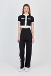 Siyah Düğmeli Crop Bluz & Şeritli Palazzo Pantolon Takım 2214