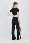 Siyah Düğmeli Crop Bluz & Şeritli Palazzo Pantolon Takım 2214