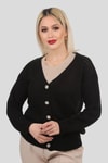 Siyah Düğmeli Retro Hırka 4355