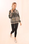 Siyah Fermuarlı Desenli Sweat 7321A