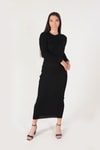 Siyah Fitilli Triko Elbise 2631