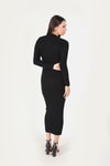 Siyah Fitilli Triko Elbise 2631
