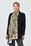 Siyah-Gold Retro Desenli Şal 5684