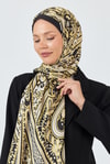 Siyah-Gold Retro Desenli Şal 5684