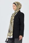 Siyah-Gold Retro Desenli Şal 5684
