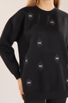 Siyah Göz Nakışlı Oversize Sweat 1543