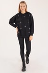 Siyah Göz Nakışlı Oversize Sweat 1543