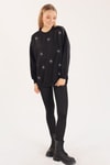 Siyah Göz Nakışlı Oversize Sweat 1543