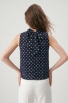 Siyah Halter Yaka Puantiyeli Şifon Bluz 2932
