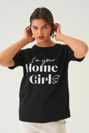 Siyah Home Girl Baskı Oversize Tişört 1715