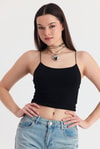 Siyah İnce Askılı Fitted Basic Atalet 947