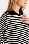Siyah İnce Çizgi Polo Yaka Tunik 5345