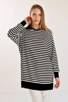 Siyah İnce Çizgi Polo Yaka Tunik 5345