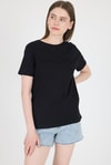 Siyah Kabartma Yazılı Relaxed Fit Tişört 25209