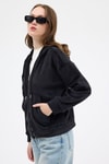 Siyah Kadın Fermuarlı Kapüşonlu Sweatshirt 3059A