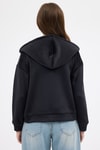 Siyah Kadın Fermuarlı Kapüşonlu Sweatshirt 3059A