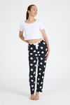 Siyah Kalp Desenli Örme Pijama Altı 4522