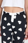 Siyah Kalp Desenli Örme Pijama Altı 4522