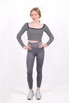 Siyah Kare Yaka Çizgili Crop Bluz 9904
