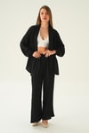 Siyah Kimono Pantolon Takım 6657A