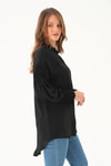 Siyah Kol Drape Detay Gömlek 4098A