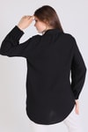 Siyah Kol Drape Detay Gömlek 6454A