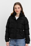Siyah Kol Puffer Winter Yazı Mont 3020