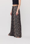 Siyah Leopar Desen Bel Bağcık Pantolon 9410