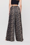 Siyah Leopar Desen Bel Bağcık Pantolon 9410