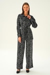 Siyah Leopar Desen Pantolon Takım 3001