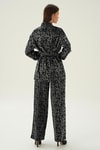 Siyah Leopar Desen Pantolon Takım 3001