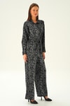 Siyah Leopar Desen Pantolon Takım 3001
