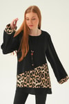 Siyah Leopar Detay Bluz 25548