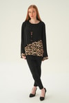 Siyah Leopar Detay Bluz 25548