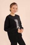 Siyah Leopar Detay Sweat 3569