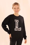 Siyah Leopar Detay Sweat 3569