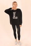 Siyah Leopar Detay Sweat 3569