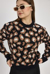 Siyah Leopar Detay Triko Kazak 24342
