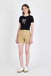 Siyah Leopar Fiyonk Baskılı Taş Detaylı Slim Fit Crop Tişört 0549-1