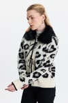Siyah Leopar Kürklü Leopar Hırka 22289