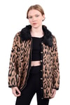 Siyah Leopar Yakası Kürklü Hırka 22288
