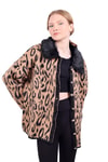Siyah Leopar Yakası Kürklü Hırka 22288