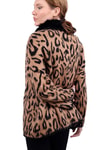 Siyah Leopar Yakası Kürklü Hırka 22288