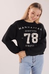 Siyah Manhattan Baskılı Sweat 3110