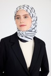 Siyah Monogram Desenli Eşarp 3015