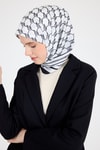 Siyah Monogram Desenli Eşarp 3015