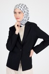 Siyah Monogram Desenli Eşarp 3015